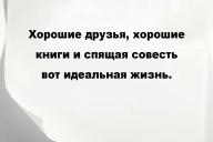 Хорошие друзья, хорошие книги и спящая совесть вот идеальная жизнь.